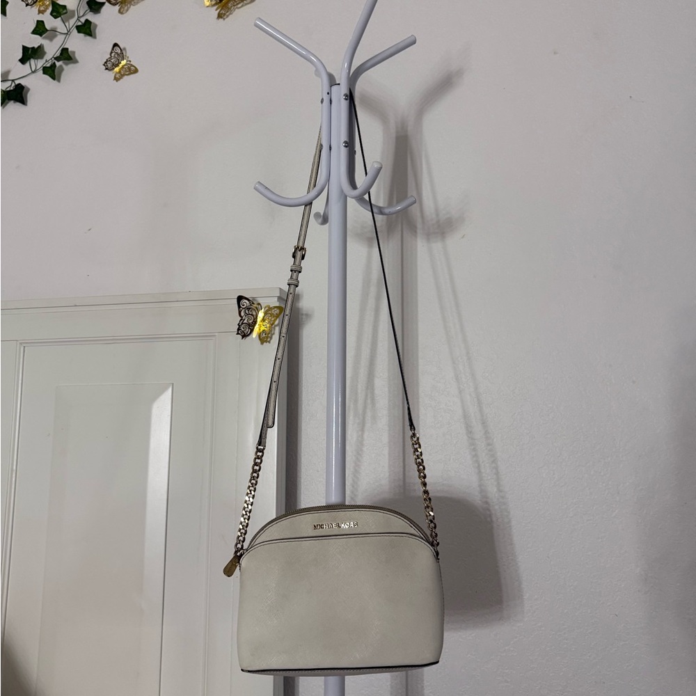 Michael Kors Cream Crossbody Bag with Gold Accents